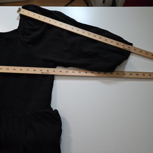 Old Navy Dress Womens 3X Black Square Neck Puff Sleeve Milkmaid Smocked Top Goth - Picture 5 of 13